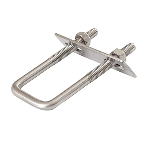 2 Sätze von 304 Edelstahl U-Schraube Quadratische Klemme Quadratische Rohrklemme U-Bolzen Rechtwinkliger Bolzen mit Schallwand für Rohrbefestigung(M8X51X50) von BUUV