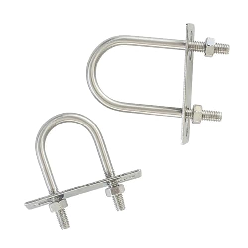 2sets 304 Edelstahl Quadratische Klemme Rechtwinklig U-Förmigen Bolzen Schraube Rohr Befestigung Stück M6/M8/M10 für Rohrbefestigung(M8x50x140) von BUUV