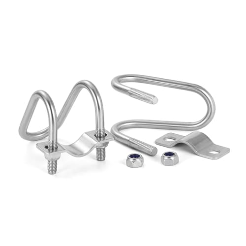 304 Edelstahl Doppel U-förmigen Bolzen Kreuz Rohr Klemme Geformt Hoop Gewächshaus Schwein Zucht Und Tierhaltung für Rohrbefestigung(M8X20X25) von BUUV