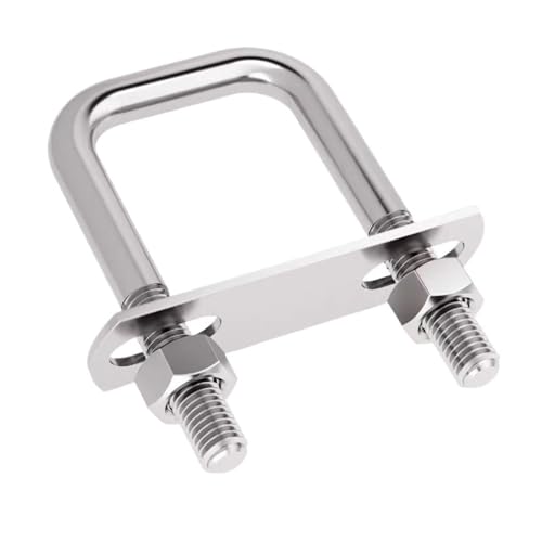 304 Edelstahl U-Schraube Quadratische Klemme Quadratische Rohrklemme U-Bolzen Rechtwinkliger Bolzen mit Schallwand für Rohrbefestigung(M8X91X130mm-1set) von BUUV