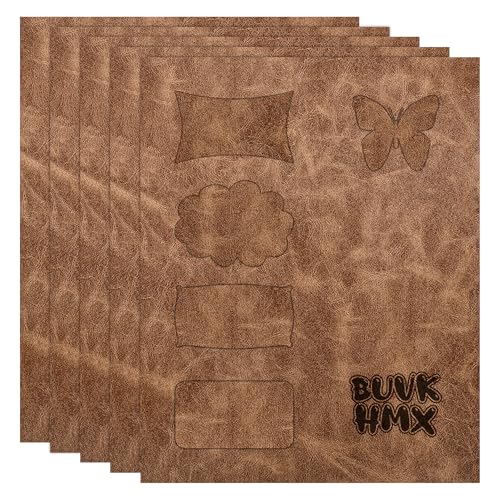 5 große Stück Blanko-Hut-Patches aus Kunstleder: mit Schmelzkleber auf der Rückseite, lasergravierbar, in jede Form und Größe schneidbar, zum Aufbügeln auf Hüte (hellbraun) von BUVKHMX