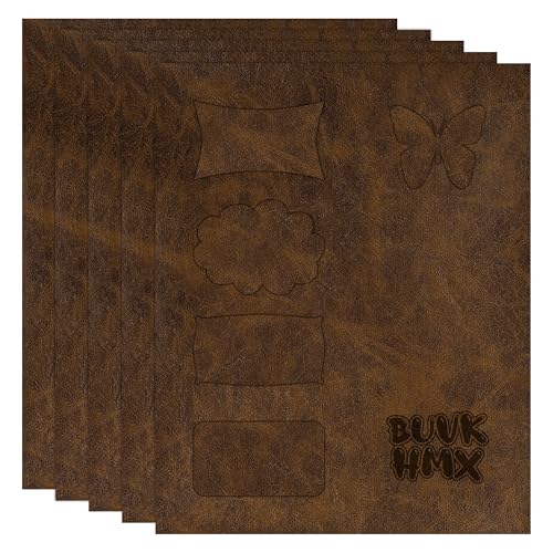 5 große Stück Blanko-Hut-Patches aus Kunstleder: mit Schmelzkleber auf der Rückseite, lasergravierbar, schneidbar in jede Form und Größe, und zum Aufbügeln auf Hüte (dunkelbraun) von BUVKHMX