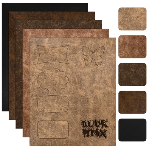 5 große Stück Blanko-Hut-Patches aus Kunstleder: mit Schmelzkleber auf der Rückseite, lasergravierbar, schneidbar in jede Form und Größe, und zum Aufbügeln auf Hüte (mehrfarbig) von BUVKHMX
