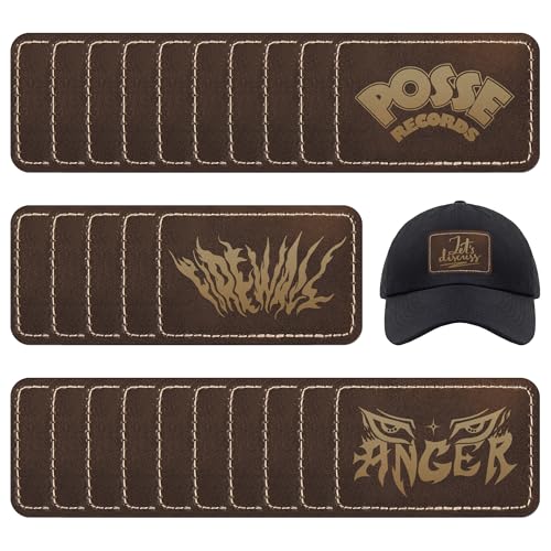 BUVKHMX 30 blanko, rechteckige, lasergravierbare Kunstleder-Hut-Patches mit druckempfindlichem Kleber (Dunkelbraun, 7,6 x 5,1 cm) von BUVKHMX