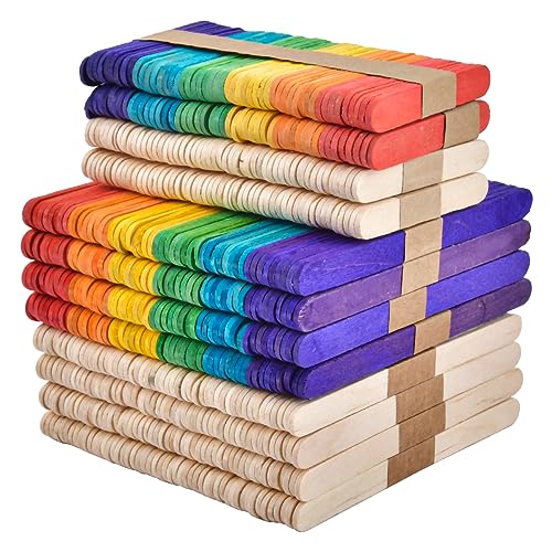 BUYGOO 600 Stück Eisstiele Holz, Holzstäbe zum Basteln, Eisstiele Bunt, Holzstäbchen, für Popsicle Herstellen, DIY Handwerk Bastelarbeiten, Backen, Geschenke, Gartenetiketten - Natürlich & Bunt BUYGOO 600 Stück Eisstiele Holz, Holzstäbe zum Basteln, Eisstiele Bunt, Holzstäbchen, für Popsicle Herstellen, DIY Handwerk Bastelarbeiten, Backen, Geschenke, Gartenetiketten - Natürlich & Bunt von BUYGOO