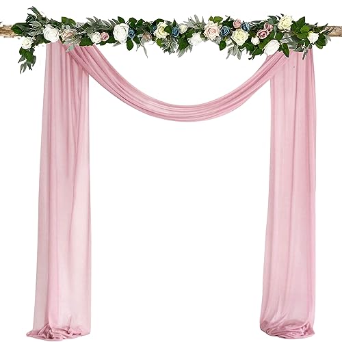 BUYGOO Hochzeit Vorhang, 75x550cm Rosa Hochzeitsbogen Drapierstoff Tüllstoff, Foto Hintergrundvorhang, Hochzeit Dekostoff für Hochzeit Party Geschenke Basteln Geburtstagsfeier Dekorationen von BUYGOO