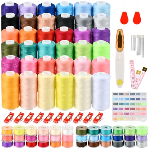 BUYGOO Nähmaschinengarn Set, 700 Yard 36 Farben NäHgarn Set, Nähgarn Sortiment Set, Nähgarn Set für Nähmaschine mit Spulen, Garn Set Nähmaschine, Nähgarn Set Nähgarn für Nähmaschine, für Overlock BUYGOO Nähmaschinengarn Set, 700 Yard 36 Farben NäHgarn Set, Nähgarn Sortiment Set, Nähgarn Set für Nähmaschine mit Spulen, Garn Set Nähmaschine, Nähgarn Set Nähgarn für Nähmaschine, für Overlock von BUYGOO