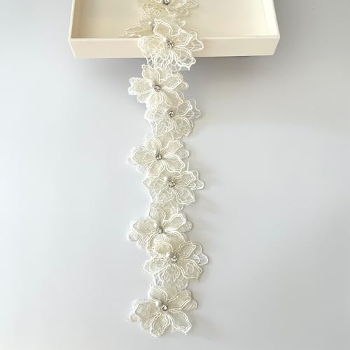 2 Yards 3D Blume Spitze Trim Perlen Floral bestickt Spitze Trim Stoff Blumen Applikationen Spitze Band Handmade DIY Nähen liefert Handwerk für Kostüm Hut Dekoration (gelb) 2 Yards 3D Blume Spitze Trim Perlen Floral bestickt Spitze Trim Stoff Blumen Applikationen Spitze Band Handmade DIY Nähen liefert Handwerk für Kostüm Hut Dekoration (gelb) von BUYSK