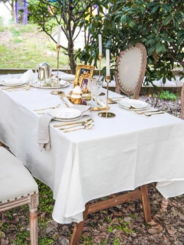BUYSK Cremefarbene Tischdecke, 100% Baumwolle, Tischdecke für Festival, Picknick, Hochzeit, Party und DIY-Färbeprojekte, maschinenwaschbar (100 x 140CM) von BUYSK