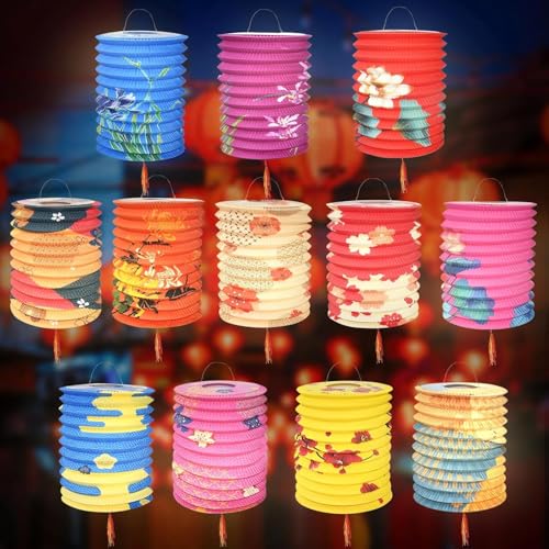 BUZIFU 12 Stück Papier Lampions Set Chinesische Papierlaternen Hängedekoration Papierlampions Deko Japanische Gartendeko Bunt Papier Lampenschirm Papierlampe für Garten Neujahr Party Dekor BUZIFU 12 Stück Papier Lampions Set Chinesische Papierlaternen Hängedekoration Papierlampions Deko Japanische Gartendeko Bunt Papier Lampenschirm Papierlampe für Garten Neujahr Party Dekor von BUZIFU
