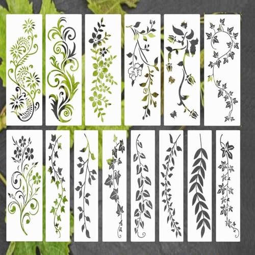 BUZIFU 14 Stück Blatt Blätter Schablone Wiederverwendbare Pflanzen-Schablonen Hebterrka Schablonen Set Für Wandgestaltung Schablonen zum Basteln Blumen Malschablone für Malerei Holz Wand Deko BUZIFU 14 Stück Blatt Blätter Schablone Wiederverwendbare Pflanzen-Schablonen Hebterrka Schablonen Set Für Wandgestaltung Schablonen zum Basteln Blumen Malschablone für Malerei Holz Wand Deko von BUZIFU