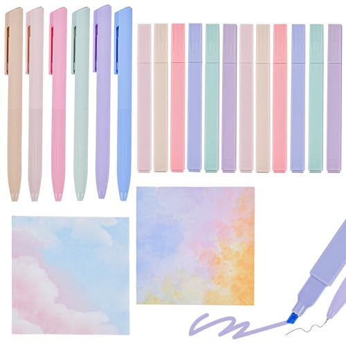 BUZIFU 18 Stück Textmarker Pastell Set, 12 Aesthetic Marker Stifte und 6 Fineliner-Stiften 2 Haftnotizen, Highlighter Marker Pens Trocknet Schnell Highlighter Stifte für Journal Bibel Schule Büro BUZIFU 18 Stück Textmarker Pastell Set, 12 Aesthetic Marker Stifte und 6 Fineliner-Stiften 2 Haftnotizen, Highlighter Marker Pens Trocknet Schnell Highlighter Stifte für Journal Bibel Schule Büro von BUZIFU