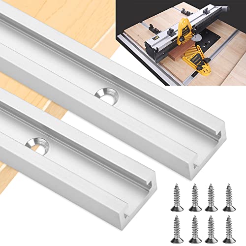 BUZIFU 2 Stück T Track, 400 mm Aluminiumlegierung T-Schienenrampe T-Slot T-Nut Gehrungsschiene T-Nutenschiene T-Spur mit selbstschneidenden Schrauben für Holzbearbeitung oder Router Tischsäge von BUZIFU