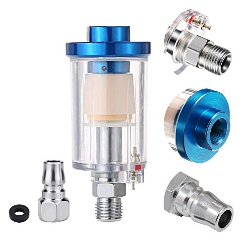 BUZIFU Mini Luftfilter, 1/4" Druckluft Wasserabscheider Ölabscheider Luftfilter Abscheider Wasserfängerfilter Öl Wasserfalle Filter Separator Tool mit Verbinder für Kompresor Lackierpistole von BUZIFU