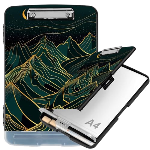 Klemmbrett mit Ablagefach, 21,6 x 28,9 cm, Briefgröße, seitliche Öffnung, Klemmbrett mit Stifthalter, hartes tragbares Klemmbrett Organizer für Krankenschwester, Lehrer, Bauunternehmer, Baustelle von BVCLKJPOI