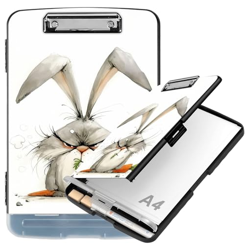 Klemmbrett mit Ablagefach, 21,6 x 28,9 cm, Briefgröße, seitliche Öffnung, Klemmbrett mit Stifthalter, hartes tragbares Klemmbrett für Krankenschwester, Lehrer, Bauunternehmer, Baustelle, Angry Rabbit Klemmbrett mit Ablagefach, 21,6 x 28,9 cm, Briefgröße, seitliche Öffnung, Klemmbrett mit Stifthalter, hartes tragbares Klemmbrett für Krankenschwester, Lehrer, Bauunternehmer, Baustelle, Angry Rabbit von BVCLKJPOI