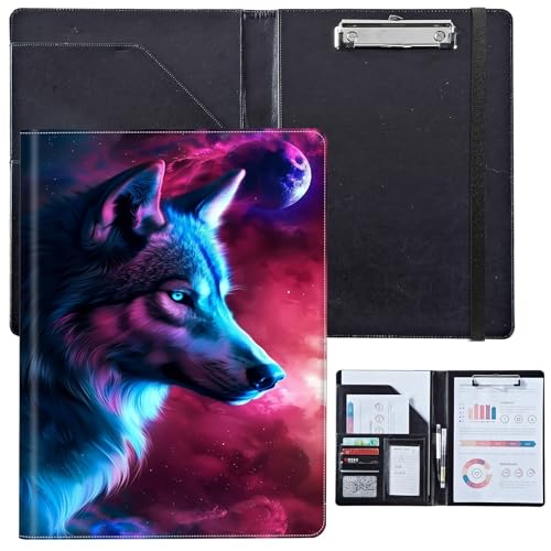 PU-Leder-Portfolio für Damen, Lebenslauf-Mappe für Interviews, professioneller Business-Organizer mit Dokumentenhalter, Kartenfächern und Stiftschlaufe, passend für Klemmbrett im A4-Format, Sternwolf PU-Leder-Portfolio für Damen, Lebenslauf-Mappe für Interviews, professioneller Business-Organizer mit Dokumentenhalter, Kartenfächern und Stiftschlaufe, passend für Klemmbrett im A4-Format, Sternwolf von BVCLKJPOI