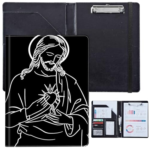 PU-Leder-Portfolio für Damen, Lebenslauf-Mappe für Interviews, professioneller Business-Organizer mit Dokumentenhalter, Kartenfächern und Stiftschlaufe, passend für Klemmbrett im A4-Format, Heiliger PU-Leder-Portfolio für Damen, Lebenslauf-Mappe für Interviews, professioneller Business-Organizer mit Dokumentenhalter, Kartenfächern und Stiftschlaufe, passend für Klemmbrett im A4-Format, Heiliger von BVCLKJPOI