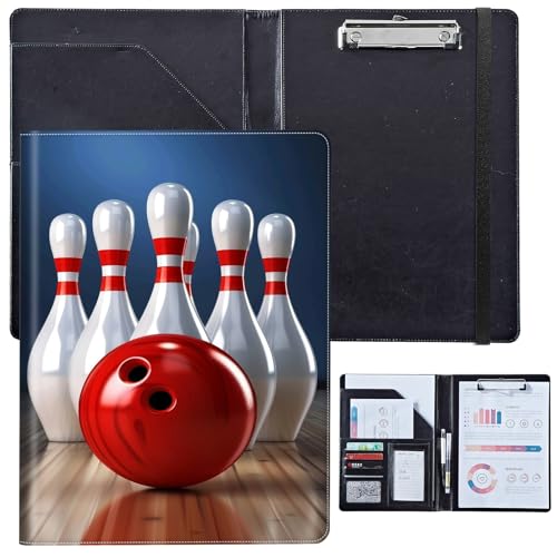 PU-Leder-Portfolio für Damen, Lebenslauf-Mappe für Interviews, professioneller Business-Organizer mit Dokumentenhalter, Kartenfächern und Stiftschlaufe, passend für Klemmbrett im A4-Format, Bowling PU-Leder-Portfolio für Damen, Lebenslauf-Mappe für Interviews, professioneller Business-Organizer mit Dokumentenhalter, Kartenfächern und Stiftschlaufe, passend für Klemmbrett im A4-Format, Bowling von BVCLKJPOI