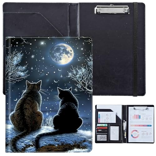 PU-Leder-Portfolio für Damen, Lebenslauf-Mappe für Interviews, professioneller Business-Organizer mit Dokumentenhalter, Kartenfächern und Stiftschlaufe, passend für Klemmbrett im A4-Format, Katze im PU-Leder-Portfolio für Damen, Lebenslauf-Mappe für Interviews, professioneller Business-Organizer mit Dokumentenhalter, Kartenfächern und Stiftschlaufe, passend für Klemmbrett im A4-Format, Katze im von BVCLKJPOI