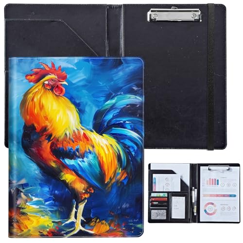 PU-Leder-Portfolio für Damen, Lebenslauf-Mappe für Vorstellungsgespräche, professioneller Business-Organizer mit Dokumentenhalter, Kartenfächern und Stiftschlaufe, passend für Klemmbrett im A4-Format von BVCLKJPOI