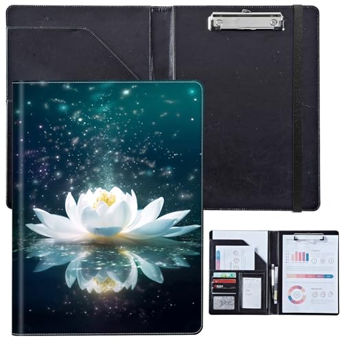 PU-Leder-Portfolio für Damen, Lebenslauf-Mappe für Vorstellungsgespräche, professioneller Business-Organizer mit Dokumentenhalter, Kartenfächern und Stiftschlaufe, passend für Klemmbrett im A4-Format von BVCLKJPOI