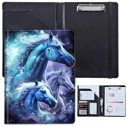 PU-Leder-Portfolio für Damen, Lebenslauf-Mappe für Vorstellungsgespräche, professioneller Business-Organizer mit Dokumentenhalter, Kartenfächern und Stiftschlaufe, passend für Klemmbrett im A4-Format von BVCLKJPOI