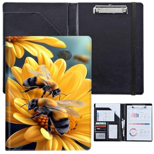 PU-Leder-Portfolio für Damen, Lebenslauf-Mappe für Vorstellungsgespräche, professioneller Business-Organizer mit Dokumentenhalter, Kartenfächern und Stiftschlaufe, passend für Klemmbrett im A4-Format von BVCLKJPOI