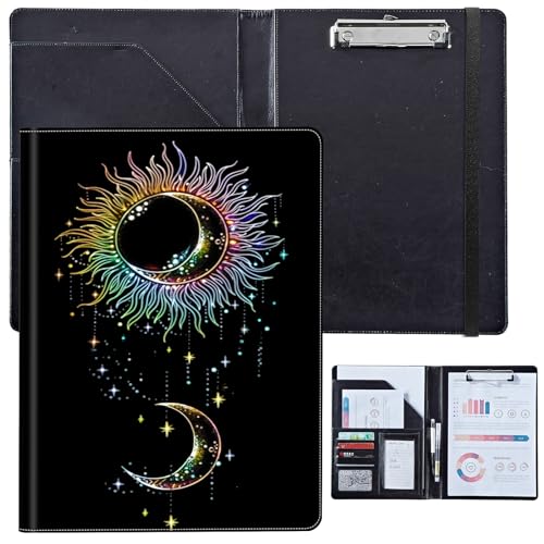 PU-Leder-Portfolio für Damen, Lebenslauf-Mappe für Vorstellungsgespräche, professioneller Business-Organizer mit Dokumentenhalter, Kartenfächern und Stiftschlaufe, passend für Klemmbrett im A4-Format von BVCLKJPOI