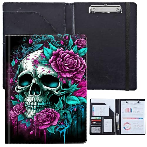 PU-Leder-Portfolio für Damen, Lebenslauf-Mappe für Vorstellungsgespräche, professioneller Business-Organizer mit Dokumentenhalter, Kartenfächern und Stiftschlaufe, passend für Klemmbrett im A4-Format von BVCLKJPOI