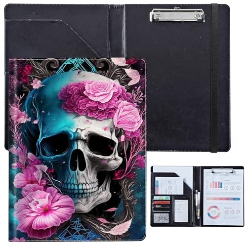 PU-Leder-Portfolio für Damen, Lebenslauf-Mappe für Vorstellungsgespräche, professioneller Business-Organizer mit Dokumentenhalter, Kartenfächern und Stiftschlaufe, passend für Klemmbrett im A4-Format von BVCLKJPOI