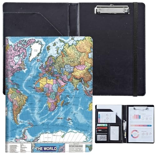 PU-Leder-Portfolio für Damen, Lebenslauf-Mappe für Vorstellungsgespräche, professioneller Business-Organizer mit Dokumentenhalter, Kartenfächern und Stiftschlaufe, passend für Klemmbrett im A4-Format von BVCLKJPOI