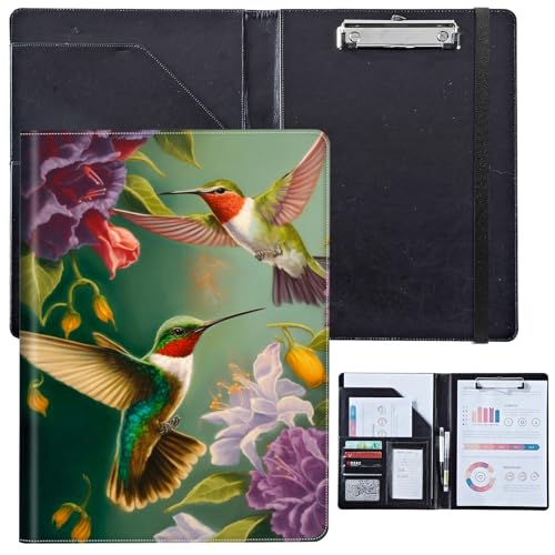 PU-Leder-Portfolio für Damen, Lebenslauf-Mappe für Vorstellungsgespräche, professioneller Business-Organizer mit Dokumentenhalter, Kartenfächern und Stiftschlaufe, passend für Klemmbrett im A4-Format von BVCLKJPOI