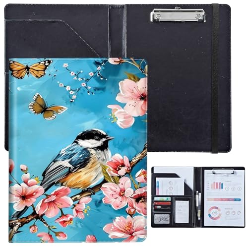 PU-Leder-Portfolio für Damen, Lebenslauf-Mappe für Vorstellungsgespräche, professioneller Business-Organizer mit Dokumentenhalter, Kartenfächern und Stiftschlaufe, passend für Klemmbrett im A4-Format von BVCLKJPOI