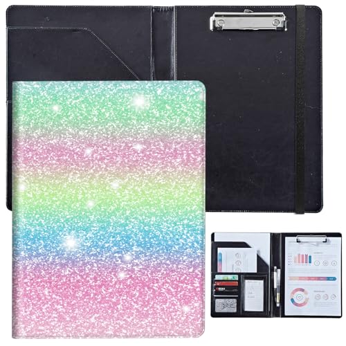 PU-Leder-Portfolio für Damen, Lebenslauf-Mappe für Vorstellungsgespräche, professioneller Business-Organizer mit Dokumentenhalter, Kartenfächern und Stiftschlaufe, passend für Klemmbrett im A4-Format von BVCLKJPOI