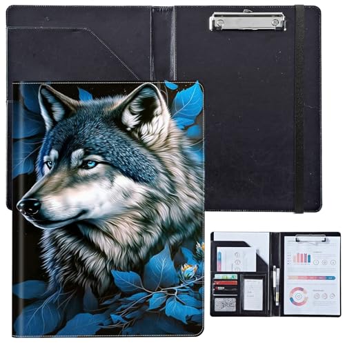 PU-Leder-Portfolio für Damen, Lebenslauf-Mappe für Vorstellungsgespräche, professioneller Business-Organizer mit Dokumentenhalter, Kartenfächern und Stiftschlaufe, passend für Klemmbrett im A4-Format von BVCLKJPOI