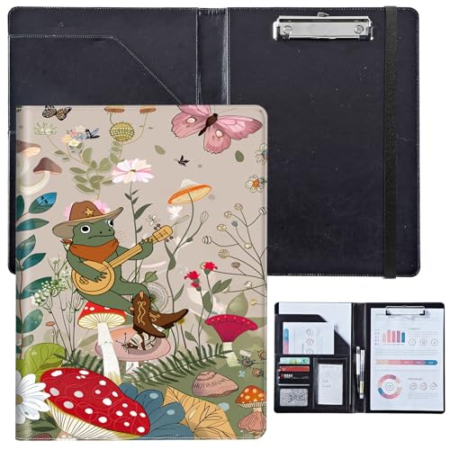 PU-Leder-Portfolio für Damen, Lebenslauf-Mappe für Vorstellungsgespräche, professioneller Business-Organizer mit Dokumentenhalter, Kartenfächern und Stiftschlaufe, passend für Klemmbrett im A4-Format von BVCLKJPOI