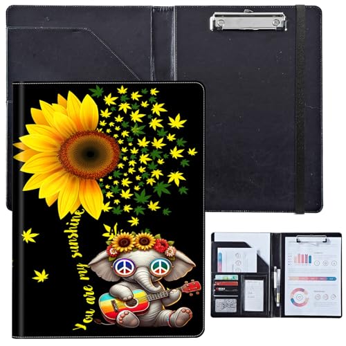 PU-Leder-Portfolio für Damen, Lebenslauf-Mappe für Vorstellungsgespräche, professioneller Business-Organizer mit Dokumentenhalter, Kartenfächern und Stiftschlaufe, passend für Klemmbrett im A4-Format von BVCLKJPOI