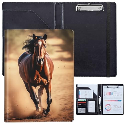 PU-Leder-Portfolio für Damen, Lebenslauf-Mappe für Vorstellungsgespräche, professioneller Business-Organizer mit Dokumentenhalter, Kartenfächern und Stiftschlaufe, passend für Klemmbrett im A4-Format von BVCLKJPOI