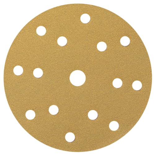 NTools HMF 7 Schleifpapier 150mm Klett, 120 Körnung | Schleifscheiben 150mm Klett 15 Loch für Rund Exzenterschleifer | Aluminiumoxid Schleifscheiben-Pads | Schleifpapier 120 Körnung | 10 Stück Set von Ntools