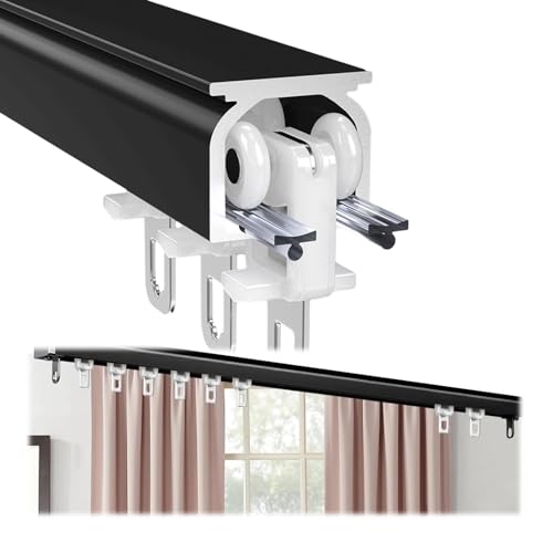 BVDHASDBT Vorhangschiene, Deckenvorhangschiene, Raumteiler-Vorhangschiene, Deckenschiene for Vorhänge, Deckenschiene for Vorhänge Aus Aluminiumlegierung, 70 cm, 260 cm, 480 cm(Black,360cm) von BVDHASDBT