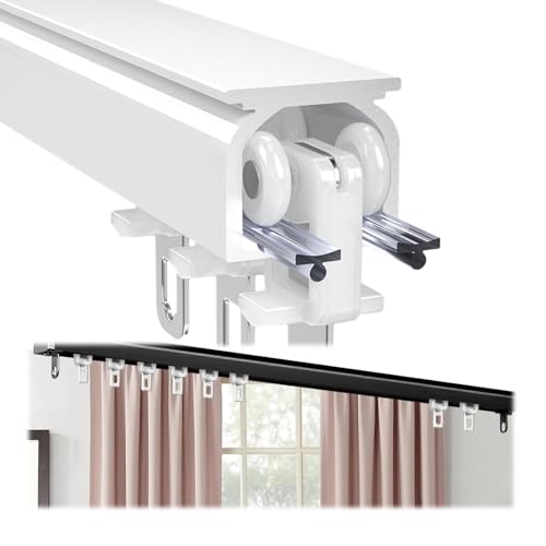 BVDHASDBT Vorhangschiene, Deckenvorhangschiene, Raumteiler-Vorhangschiene, Deckenschiene for Vorhänge, Deckenschiene for Vorhänge Aus Aluminiumlegierung, 70 cm, 260 cm, 480 cm(White,340cm) von BVDHASDBT