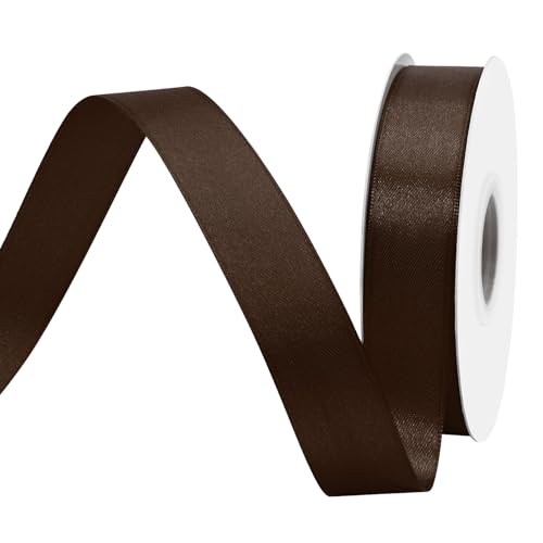 BVIEAKD 26mm breit 45m Long Double Face Braun Satin Ribbon Stoffband für Geschenkverpackungen Sehr geeignet für Hochzeiten Dekoration Blumenstrauß Ballons Kunsthandwerk Nähen Haarschleife von BVIEAKD