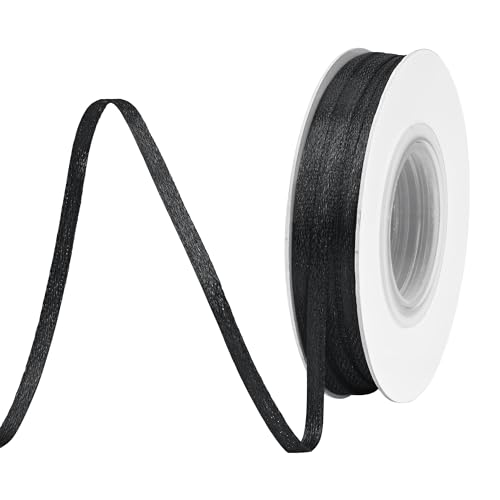BVIEAKD 3mm wide 45m Long Double Face Black Satin Ribbon for Gift Wrapping Weddings Decoration Bouquet Balloons Crafts Sewing Hair Ribbon BVIEAKD 3mm wide 45m Long Double Face Black Satin Ribbon for Gift Wrapping Weddings Decoration Bouquet Balloons Crafts Sewing Hair Ribbon von BVIEAKD
