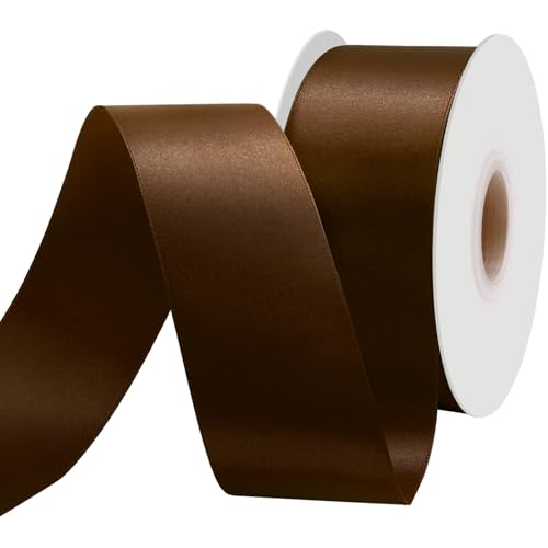 BVIEAKD 53mm breit 45m Long Double Face Braun Satin Ribbon Stoffband für Geschenkverpackungen Sehr geeignet für Hochzeiten Dekoration Blumenstrauß Ballons Kunsthandwerk Nähen Haarschleife Einladung von BVIEAKD