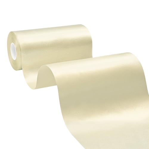 BVIEAKD Breites, elfenbeinfarbenes Satinband, 15,2 cm x 22,7 m, für Zeremonie, Hochzeit, Geburtstag, Party, Dekoration, Schleifen, Stuhlschärpe von BVIEAKD