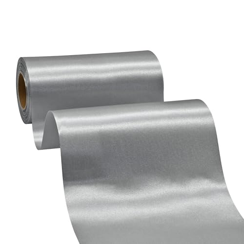 BVIEAKD Breites, silberfarbenes Satinband, 15,2 cm x 22,7 m, solides Stoffband zum Schneiden von Zeremonien, zur Eröffnung, Hochzeit, Geburtstag, Party, Dekoration, Schleifen, Stuhlschärpe von BVIEAKD