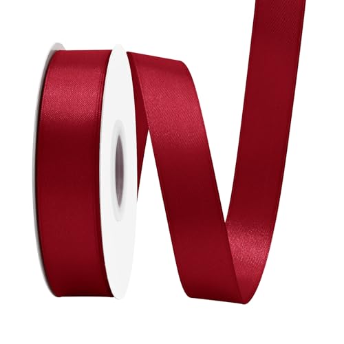 BVIEAKD Doppelseitiges Satinband für Geschenkverpackungen, Hochzeiten, Dekoration, Blumenstrauß, Luftballons, Kunsthandwerk, Nähen, Haarschleife, Einladung, 2,5 cm breit, 45,7 m, Weinrot BVIEAKD Doppelseitiges Satinband für Geschenkverpackungen, Hochzeiten, Dekoration, Blumenstrauß, Luftballons, Kunsthandwerk, Nähen, Haarschleife, Einladung, 2,5 cm breit, 45,7 m, Weinrot von BVIEAKD