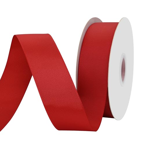 BVIEAKD Rotes Ripsband für Geschenkverpackungen, Hochzeiten, Dekoration, Blumenstrauß, Kunsthandwerk, Nähen, Haarschleife, Einladung, 3,8 cm x 45,7 m von BVIEAKD