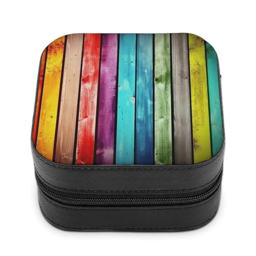 BVKWNTSA Hochwertige, bunte Holzbretter, bedruckte Schmuckschatulle für Reisende, kleine und praktische Schmuckaufbewahrung, Artefakt, einfach zu tragen von BVKWNTSA